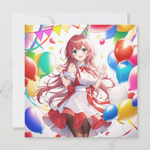 Anime Girl Birthday Invitation