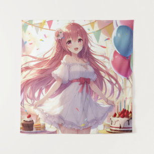 Anime Girl Birthday Tapestry
