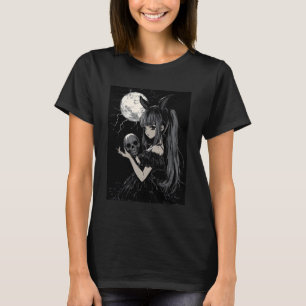 Anime Girl Bunny Skull Goth Women Skull Gothic Ani T-Shirt