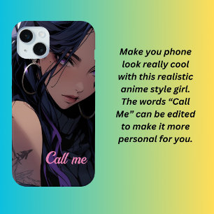 Anime girl, call me  iPhone 15 mini case