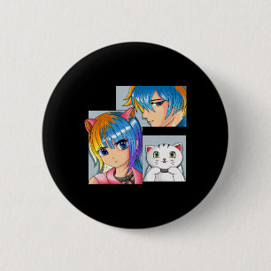 Anime Girl Cat Otaku Anime Merch Kawaii Stuff  6 Cm Round Badge