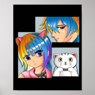 Anime Girl Cat Otaku Anime Merch Kawaii Stuff Poster