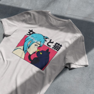 Anime Girl Cat   T-Shirt