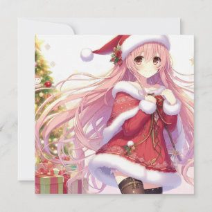 Anime girl christmas holiday card