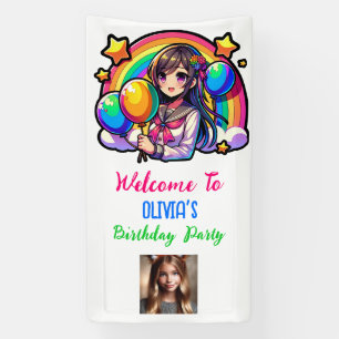 Anime Girl Colourful Pop Art Birthday Banner