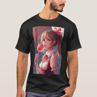 Anime Girl Cute Hottie Eating Lollipop Sexy Shirt
