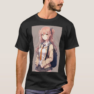 Anime Girl Cute Student Sexy with Backpack T-Shirt