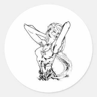 Anime Girl Drawn Anime Tattoo Classic Round Sticker