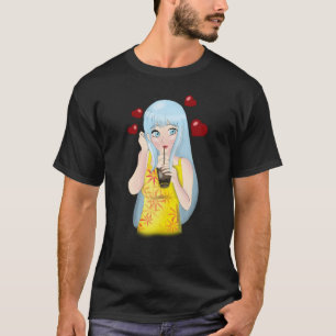 anime girl drinking boba tea T-Shirt