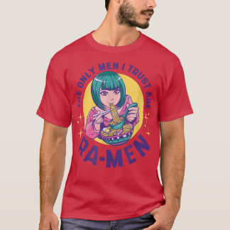Anime Girl Eating Ramen Men Funny Food  T-Shirt