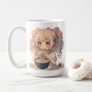 Anime Girl Eating Ramen Noodles Personalized Coffee Mug