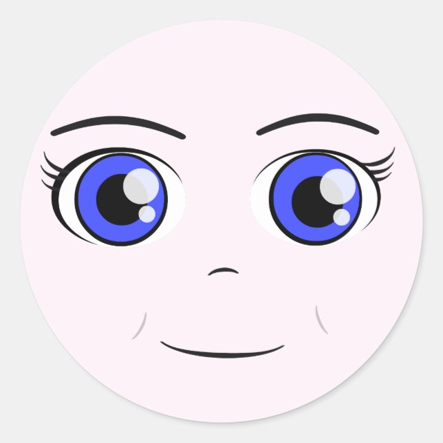 Anime Girl Face Classic Round Sticker (Front)