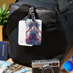 Anime Girl Flower Moon Fairy Luggage Tag