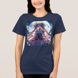 Anime Girl Flower Moon Fairy Tri-Blend Shirt