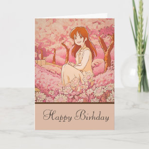 anime girl happy birthday card