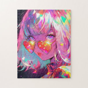 Anime Girl Hearts Jigsaw Puzzle