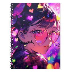 Anime Girl Hearts Notebook