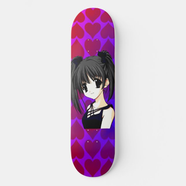 Anime Girl Hearts Skateboard (Front)