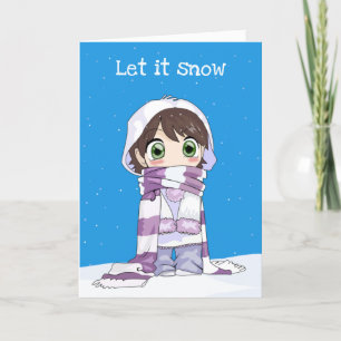 Anime Girl Holiday Greeting Card