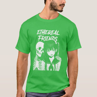 Anime girl horror skeleton ethereal friend vintage T-Shirt