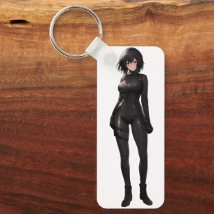 Anime Girl in Bodysuit Key Ring