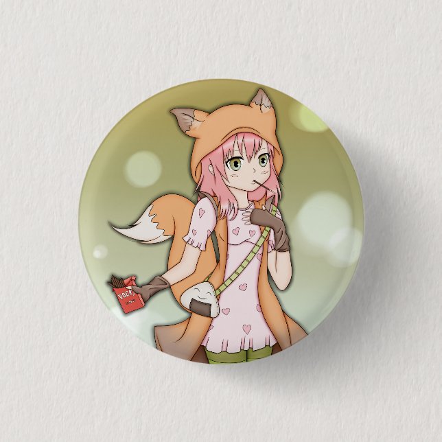 Anime Girl in Fox Cosplay 3 Cm Round Badge (Front)