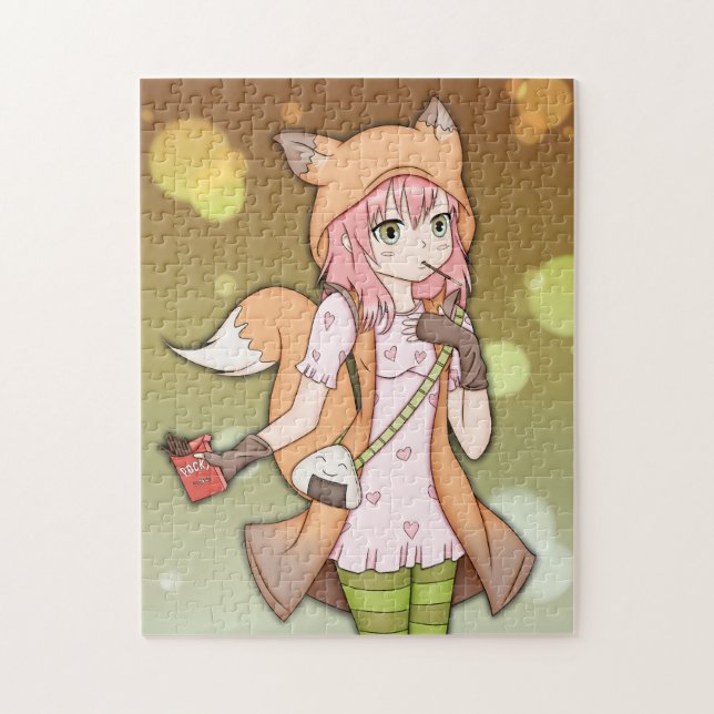 Anime Girl in Fox Cosplay Jigsaw Puzzle (Vertical)