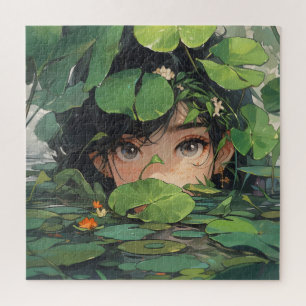 Anime Girl in Pond Jigsaw Puzzle