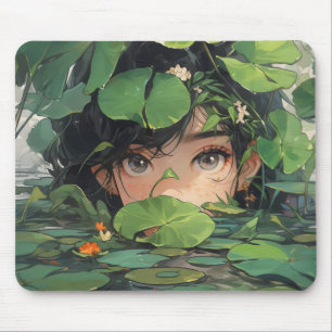 Anime Girl in Pond Mouse Pad