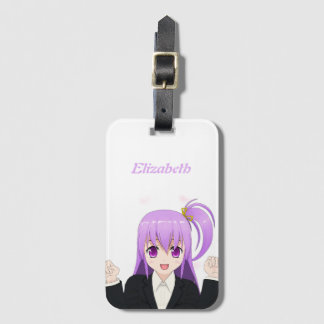 Anime Girl kawaii cute pink name Luggage Tag