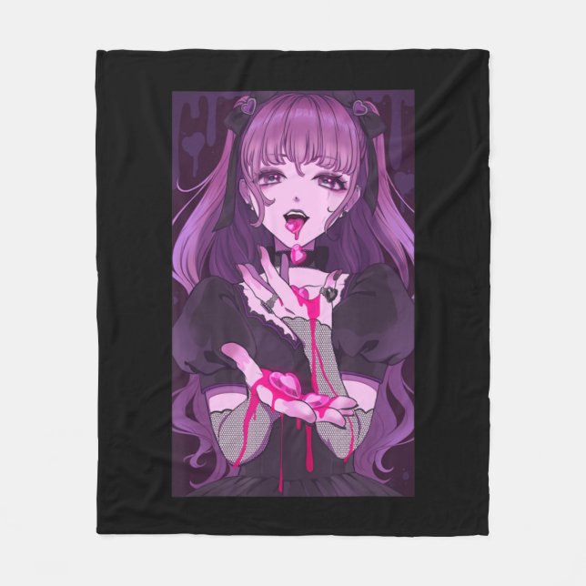 Anime Girl Kawaii Waifu Aesthetic Japanese Otaku 8 Fleece Blanket (Front)
