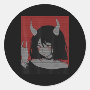 Anime Girl Kawaii Waifu Aesthetic Japanese Otaku  Classic Round Sticker