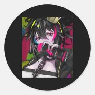 Anime Girl Kawaii Waifu Aesthetic Japanese Otaku  Classic Round Sticker