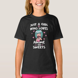 Anime Girl Likes Sweets Japan Kawaii Manga Animati T-Shirt