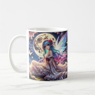 Anime Girl Moon Fairy Princess in Garden Coffee Mug