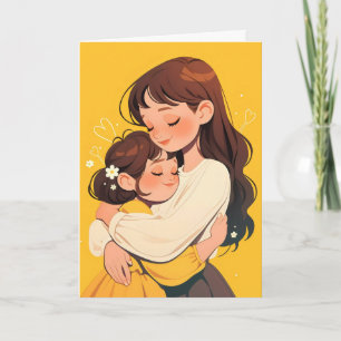 Anime Girl Mother Daughter Holiday Card