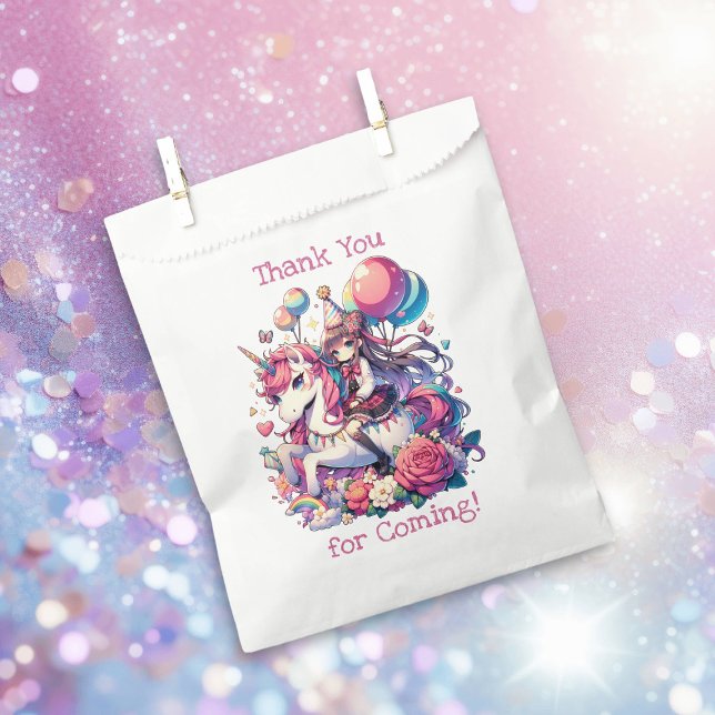 Anime Girl on Unicorn Birthday Personalised Favour Bag (Creator Uploaded)