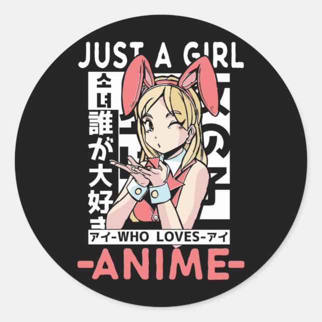 Anime Girl Otaku Teen Japanese Comic Fan Classic Round Sticker (Front)