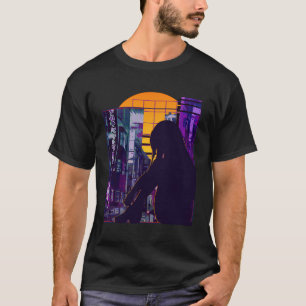 Anime Girl Otaku Vaporwave Aesthetic Sad Anime T-Shirt