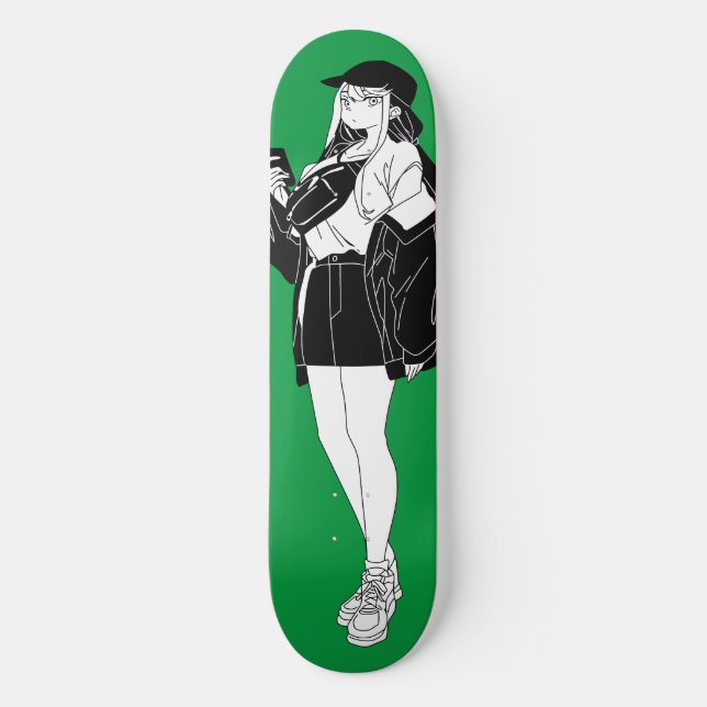 Anime Girl Out On Town Skateboard Deck (Front)