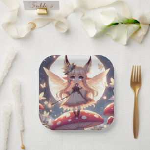 Anime Girl Pixie Hippie Moon Fairy Paper Plate