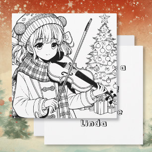 Anime Girl Playing Viola  Christmas  Invitation