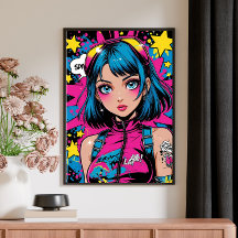 Anime Girl Poster–Modern Pop Art Style Wall Deco P