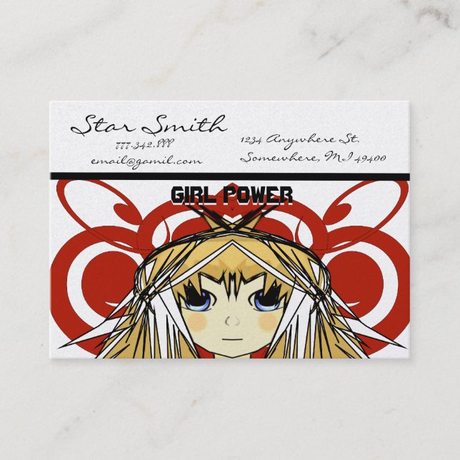 Anime Girl Power Business Card (Front)