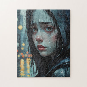 Anime Girl Rainy Day Puzzle - Watercolor Jigsaw