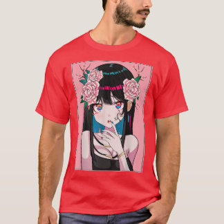 Anime Girl Sakura Hair Pinky Japanese Aesthetic Ka T-Shirt