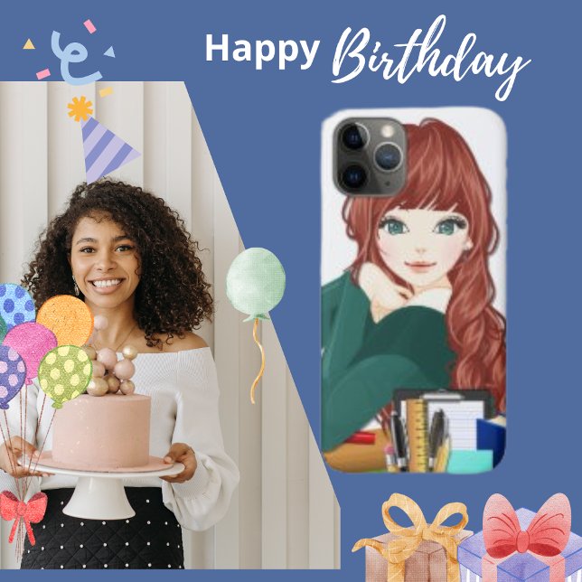 Anime Girl School Supplies Plate Case-Mate iPhone Case (Creator Uploaded)