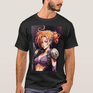 Anime Girl Sexy Space Warrior Soldier Orange Hair T-Shirt