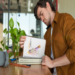 Anime Girl Sitting with getar& Music Notes–Aesthe Planner