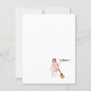 Anime Girl Sitting with gwt & Music Notes – Aesthe Postcard